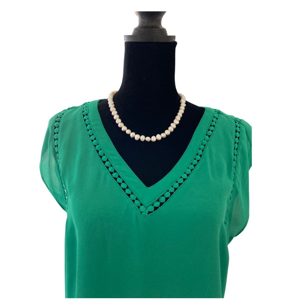 NWT Green Crochet Blouse